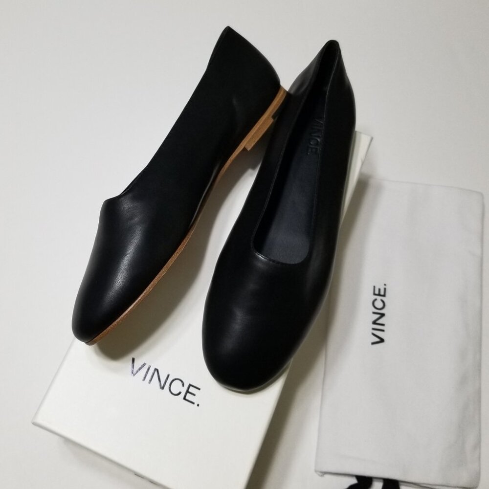 NIB Vince Maxwell Italian Leather Ballet Flat Glove‎ Shoes in Black $225